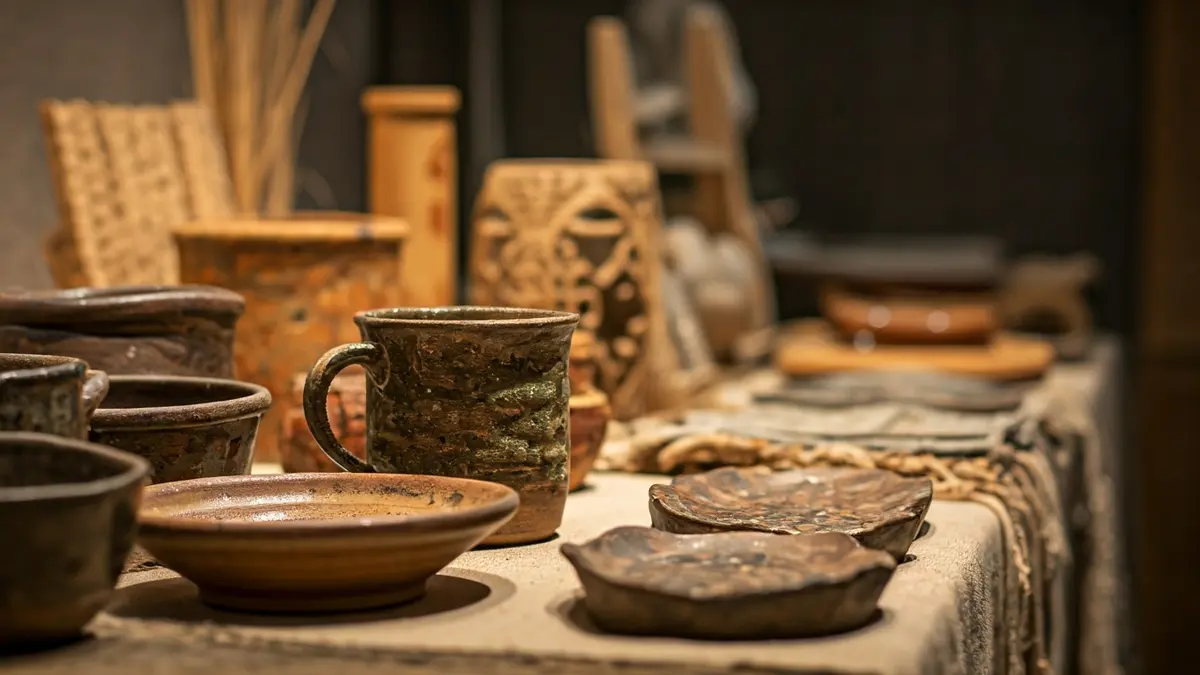 Generic image of handcrafted items in an exhibition.