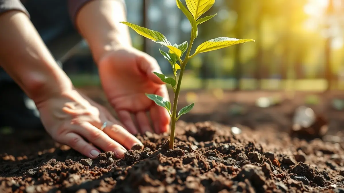 Generic image of a small tree being planted in an urban park.