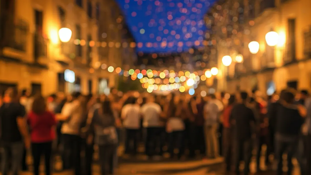 Generic image of a popular festival with people and lights.