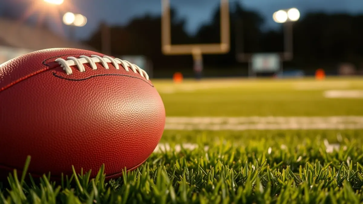 Generic image of an American football on a green field.