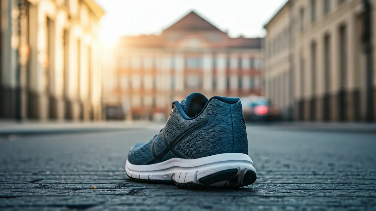 Generic image of a running shoe on an urban street.