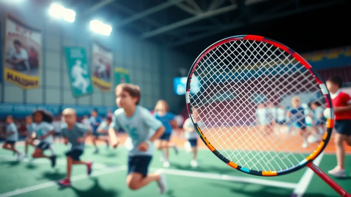 Imagen genérica de un evento deportivo escolar con niños jugando.