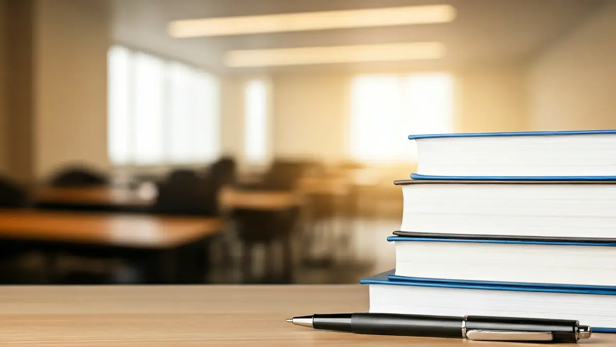 Imagen genérica de libros y material escolar sobre un escritorio, simbolizando el estudio y las becas.