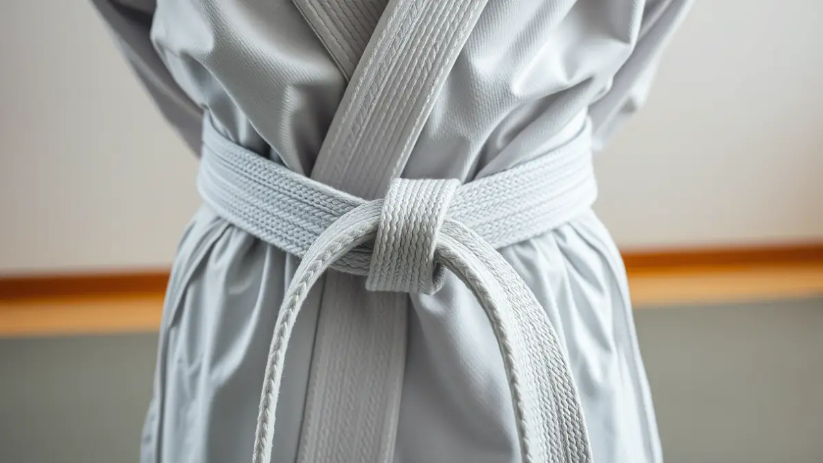 Generic image of a judo belt on a mat.