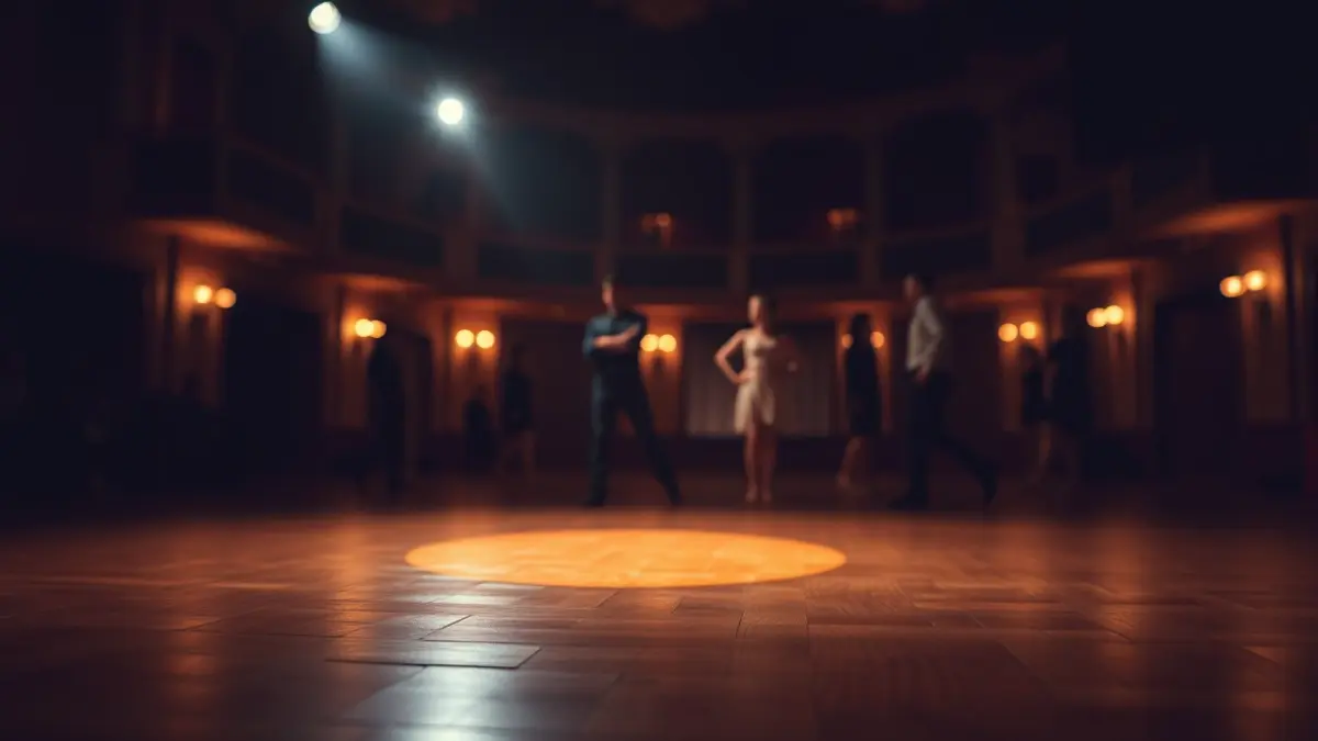 Imagen genérica de un escenario de danza con luces teatrales.