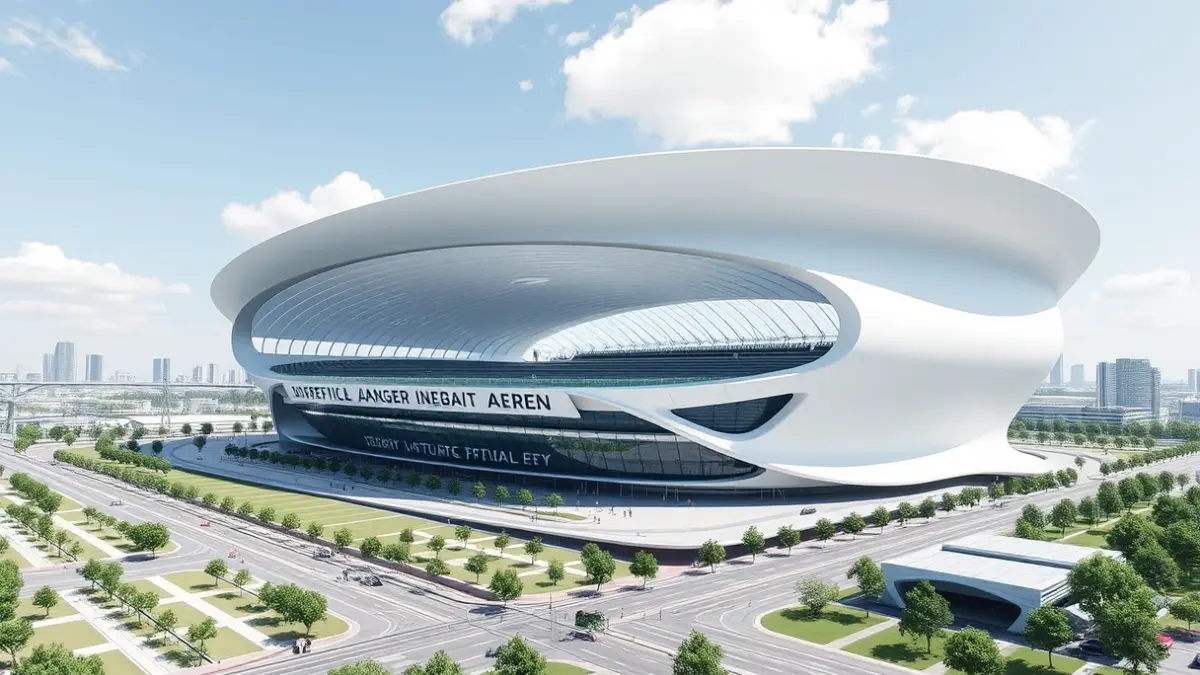 Image of a modern indoor auditorium with a capacity for over 20,000 people.