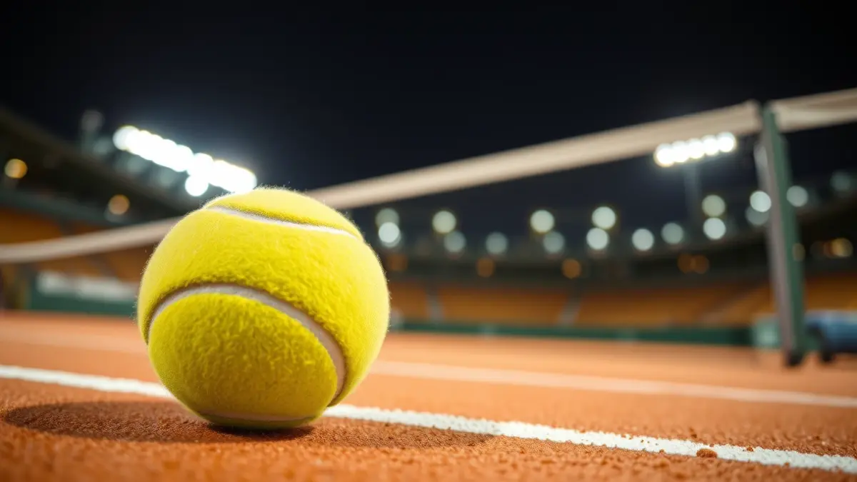 Imagen genérica de una pelota de tenis en una cancha de tierra batida