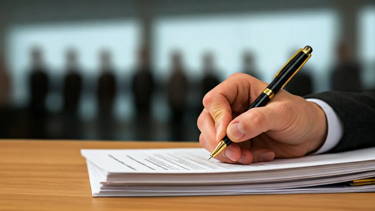 Imagen genérica de documentos administrativos y una mano con un bolígrafo, simbolizando la revisión de leyes.
