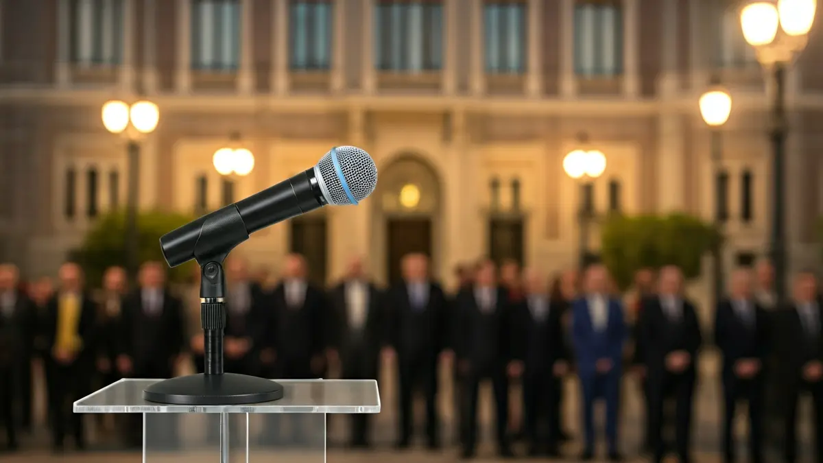 Imagen genérica de un micrófono en un atril, simbolizando declaraciones políticas.