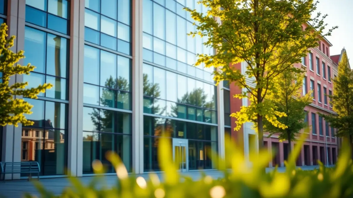 Generic image of a modern university building under the afternoon sun.
