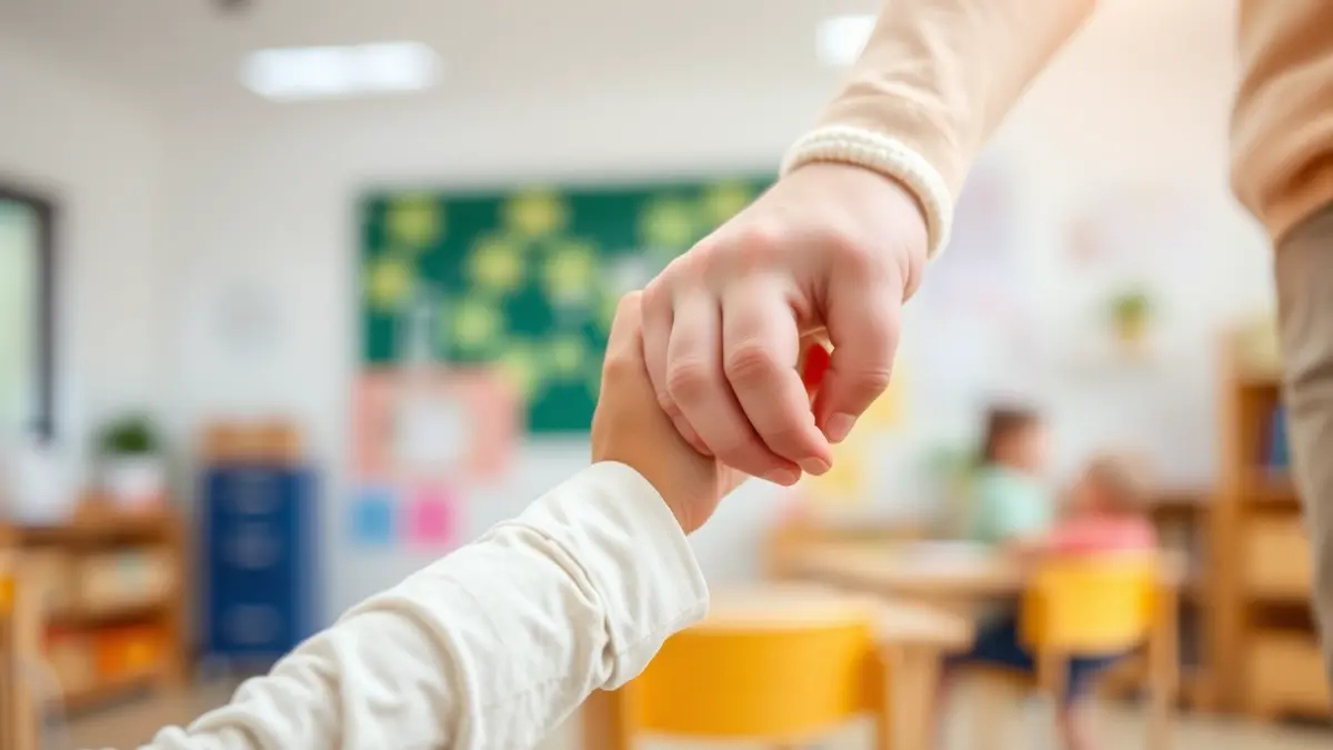 Generic image of a small child's hand holding an adult's finger, symbolizing support for early childhood education.