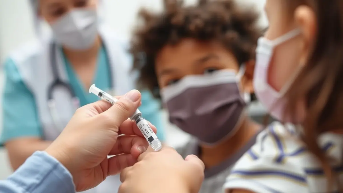 Imagen genérica de un niño recibiendo una vacuna en un entorno médico.