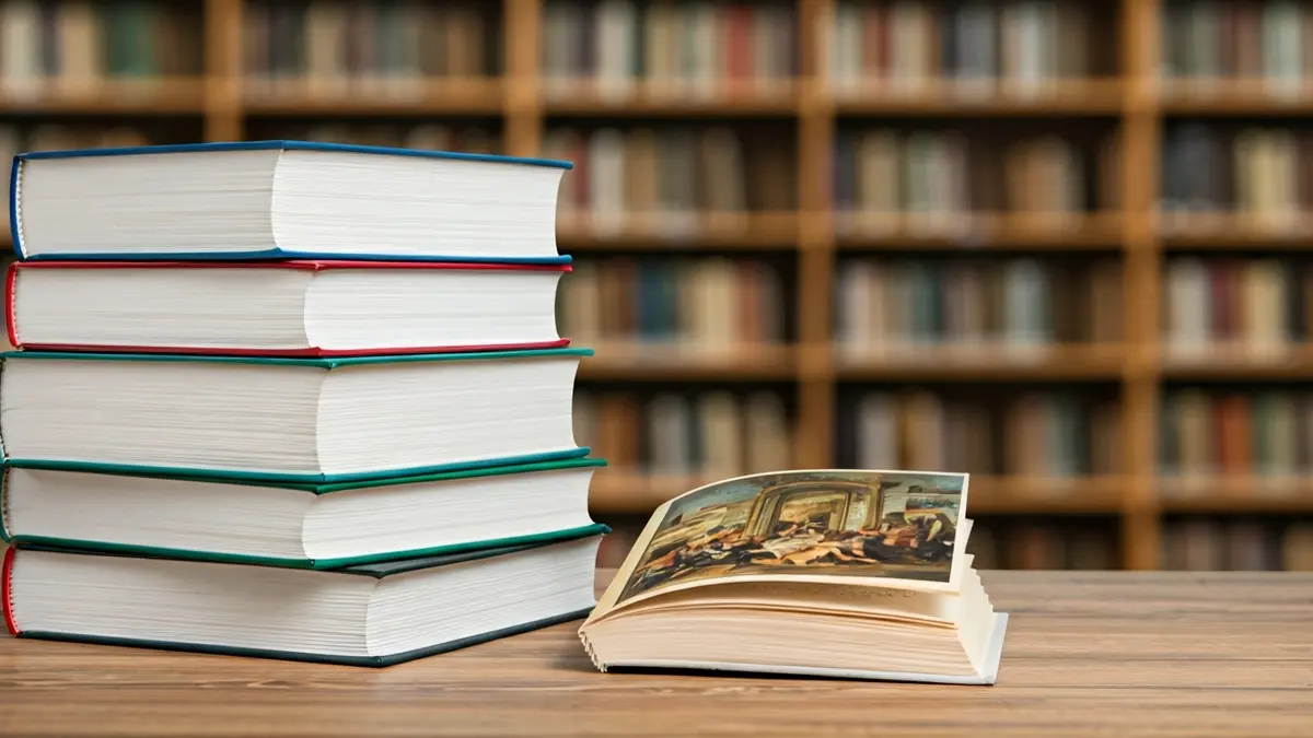 Imagen genérica de libros de arte en una mesa, con un ambiente de estudio.