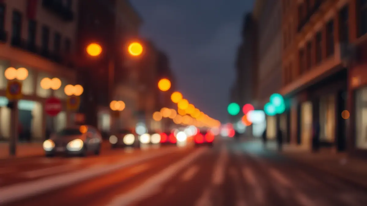 Imagen genérica de una calle urbana en una noche fría, con luces de la ciudad.