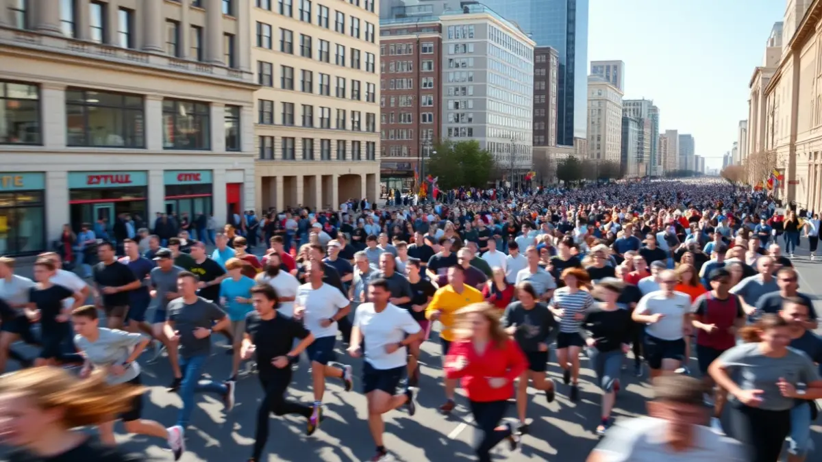 Imagen genérica de una multitud de corredores en una carrera urbana.