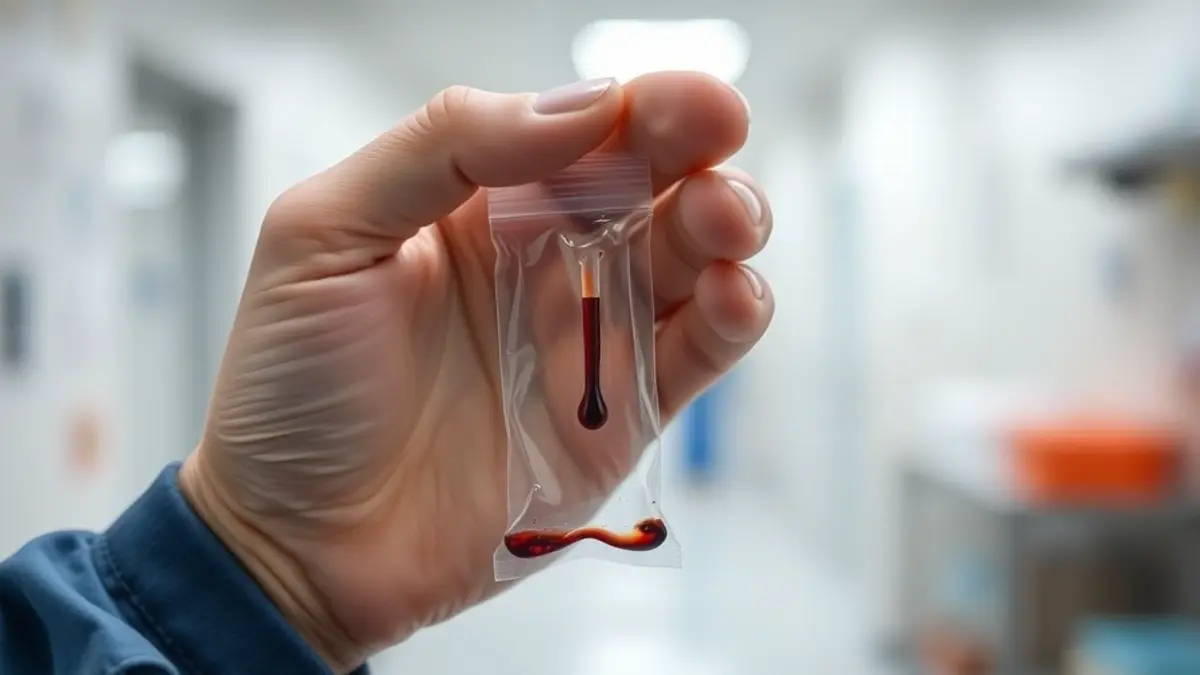 Imagen genérica de una mano sosteniendo una muestra de sangre, simbolizando la donación de médula ósea.