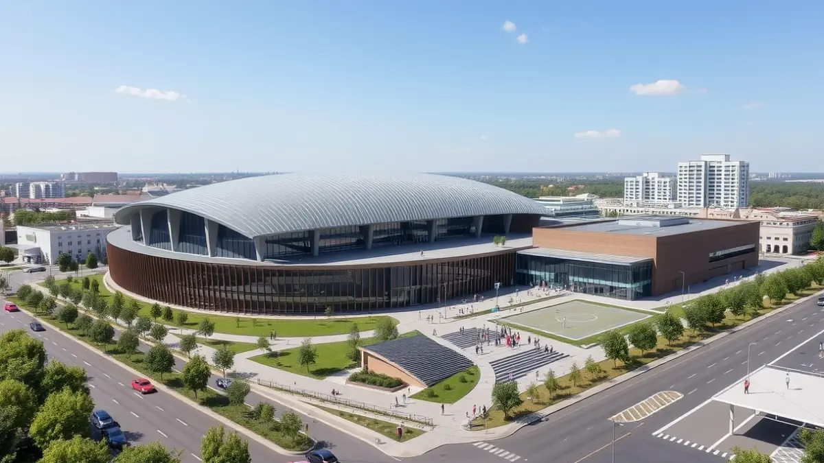 Representación arquitectónica de un complejo multifuncional en Madrid