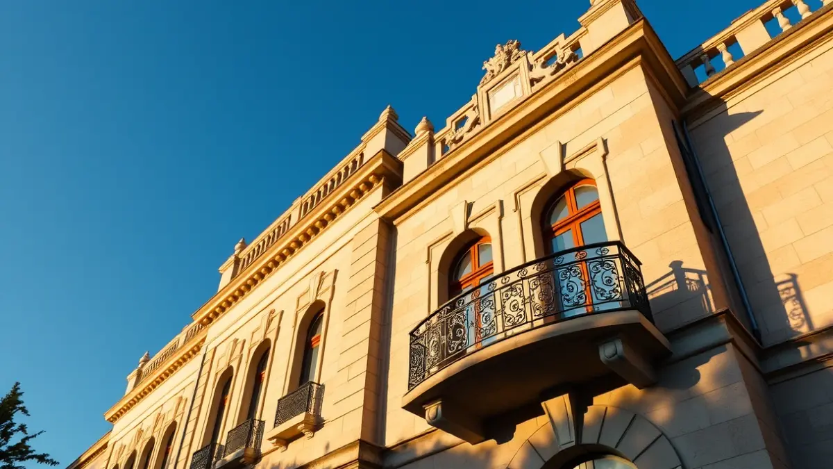 Fachada del ayuntamiento de Majadahonda bajo la luz del sol.