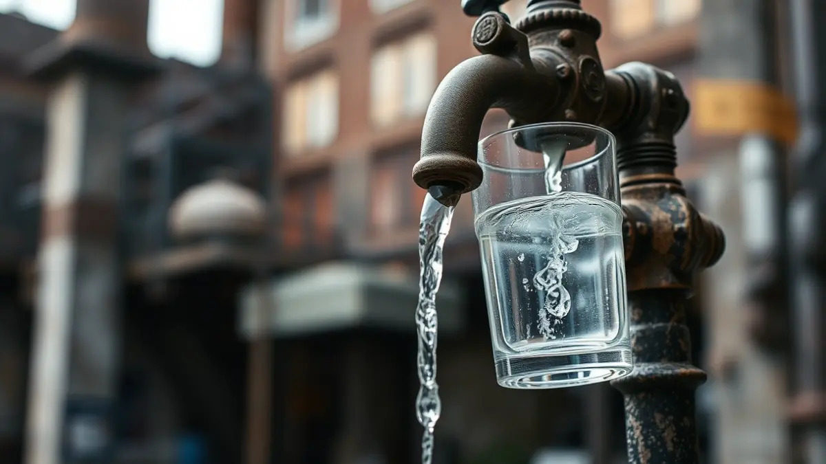 Imagen de un grifo antiguo con agua, simbolizando la gestión hídrica.