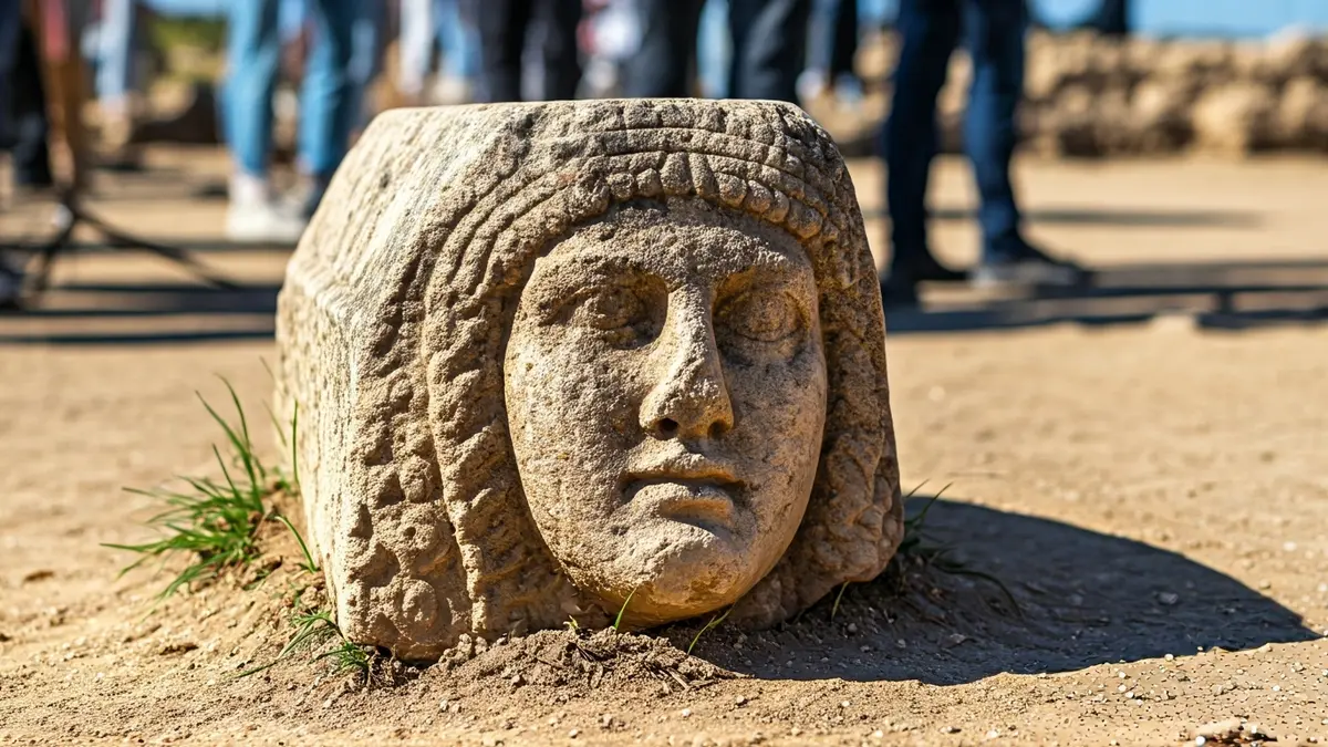 Fragment of an anthropomorphic Visigothic sarcophagus found in Majadahonda.