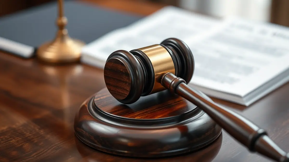 Generic image of a judge's gavel on a desk, symbolizing the judicial sphere.