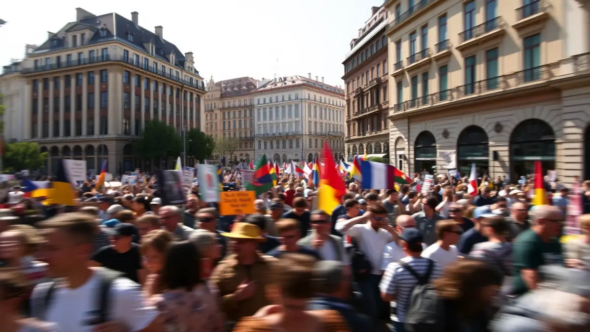 Imagen genérica de una manifestación en una calle urbana.