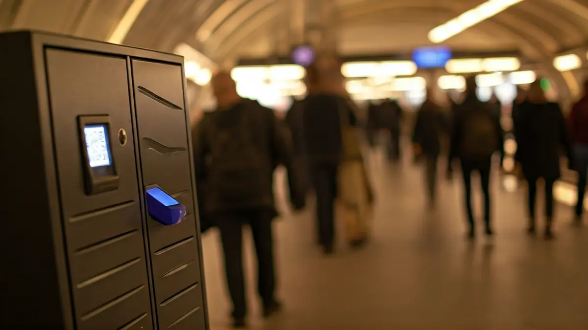 Generic image of smart lockers in a subway station.