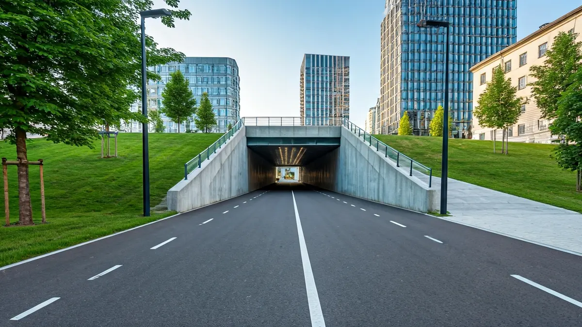 Imagen genérica de un camino peatonal y ciclista que une dos zonas urbanas.