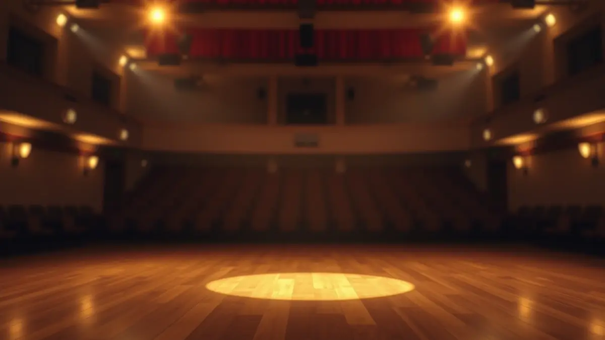 Imagen genérica de un escenario de teatro iluminado, listo para una actuación de danza.