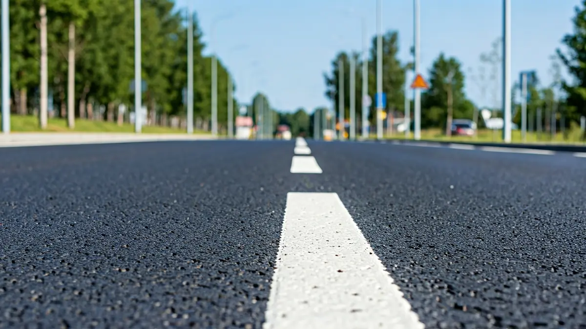 Imagen genérica de una carretera recién asfaltada con señalización horizontal.