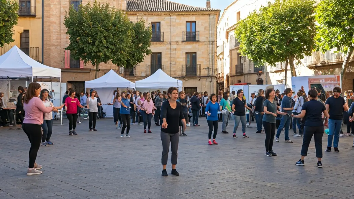 Generic image of a community health fair with various activities and people participating.