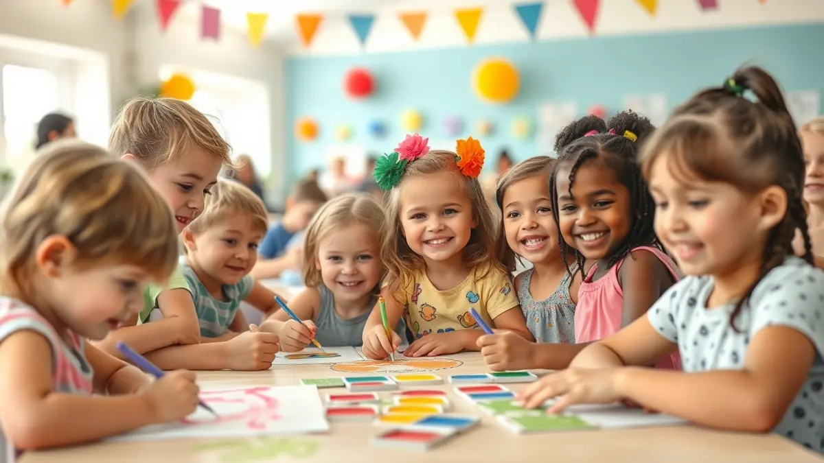 Imagen de niños y jóvenes con discapacidad participando en actividades de un campamento de verano.