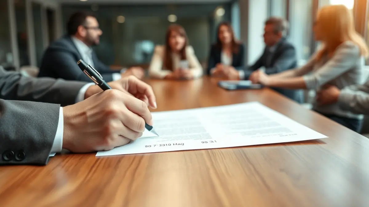Imagen genérica de manos firmando un documento, simbolizando la aprobación de ayudas.