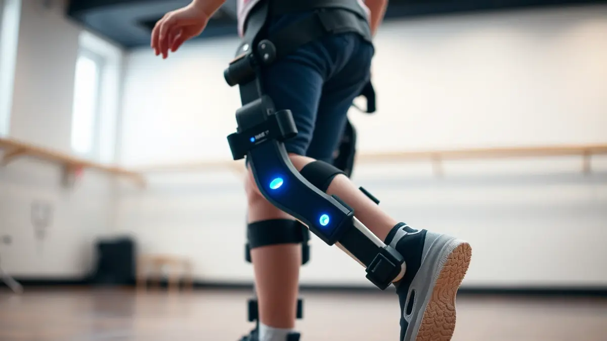 Image of a pediatric exoskeleton, symbolizing aid for children with reduced mobility.