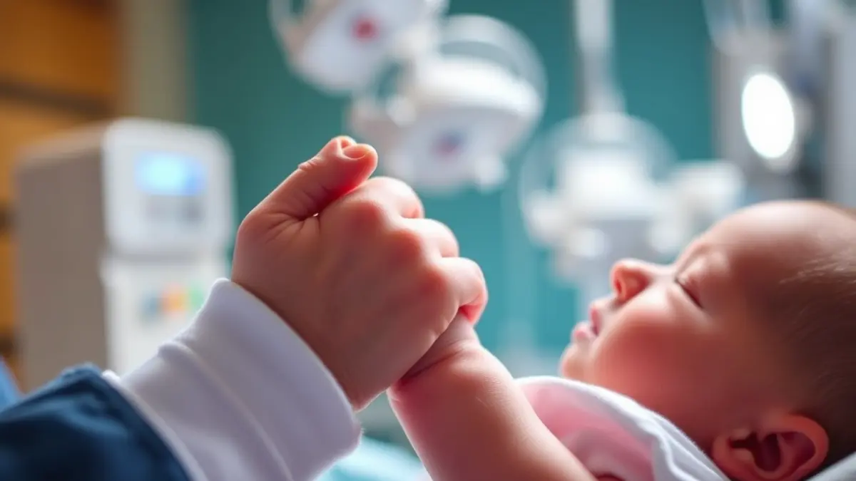 Imagen genérica de un bebé recién nacido agarrando el dedo de un adulto.