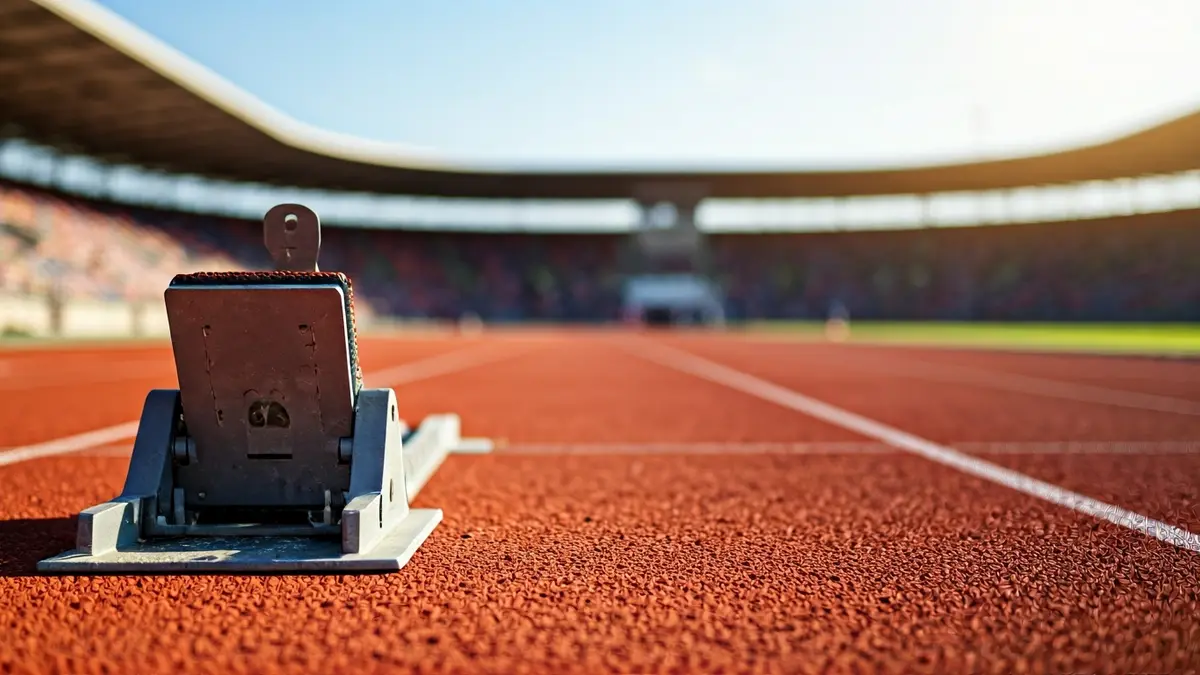 Generic image of a starting block on an athletic track.