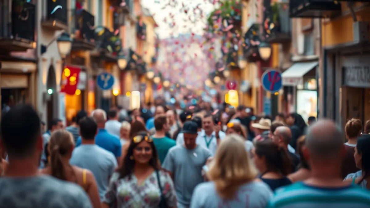 Generic image of a festive atmosphere with lights and confetti.