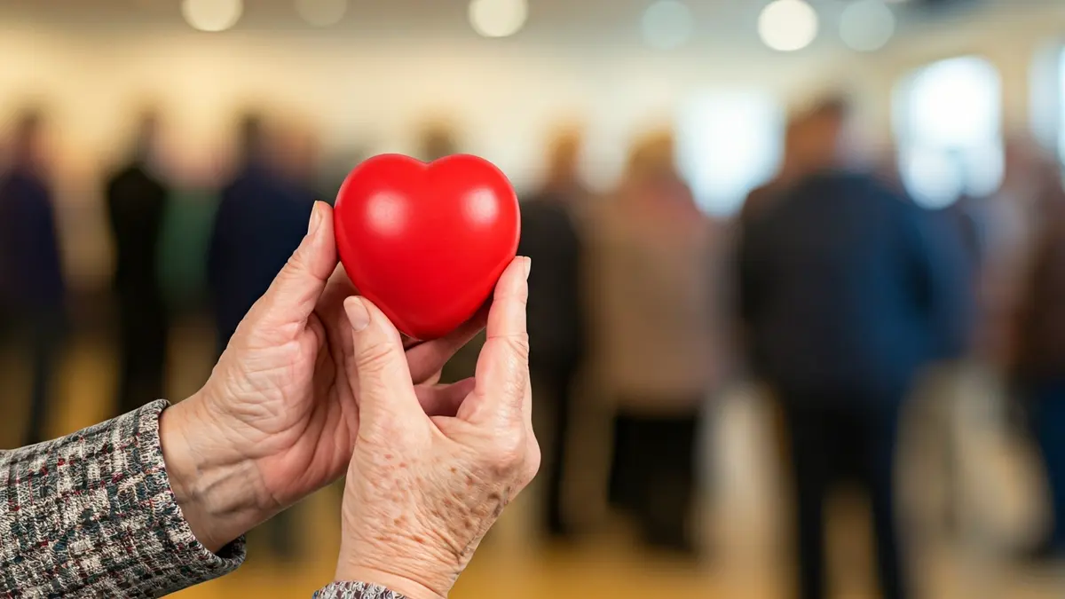 Generic image of an elderly person's hands holding a heart, symbolizing cardiovascular health.