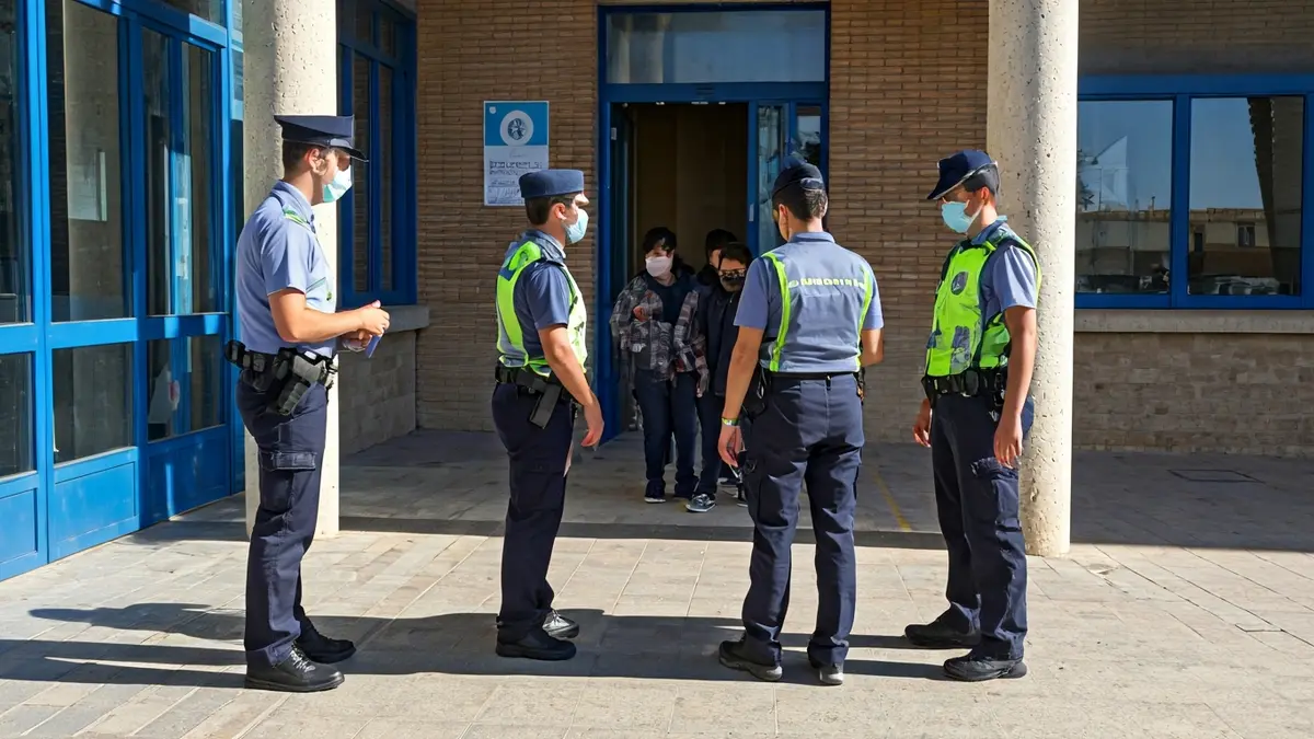Agentes Tutores interactuando con jóvenes en el entorno escolar de Paracuellos de Jarama.