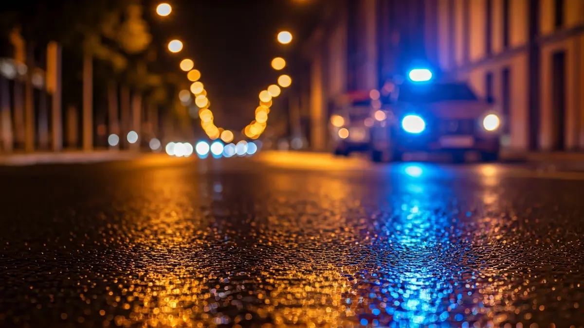 Imagen genérica de luces de emergencia policiales en la noche.