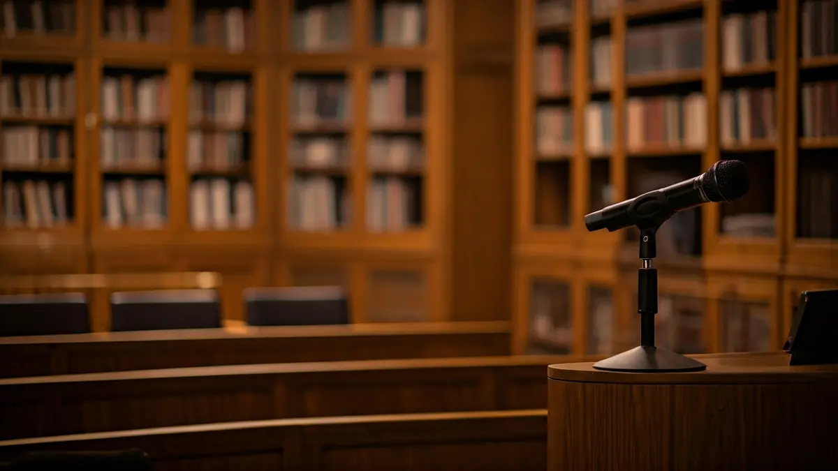 Generic image of a book presentation room in a library or town hall.