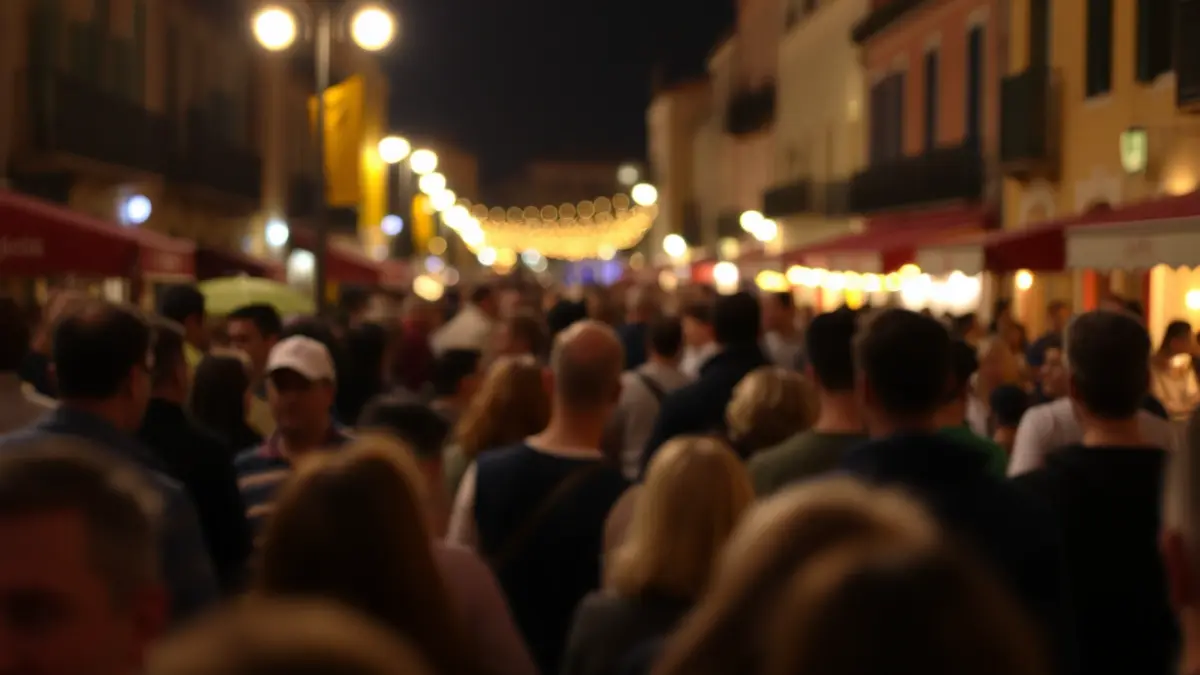 Generic image of a crowd enjoying a local festival at night.