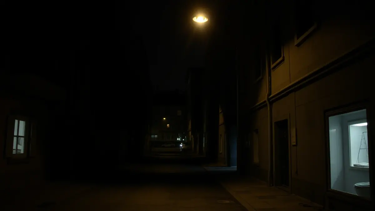 Generic image of a dark street at night, symbolizing lack of public lighting.