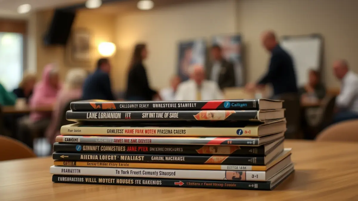 Imagen genérica de cómics o novelas gráficas apiladas en una mesa.