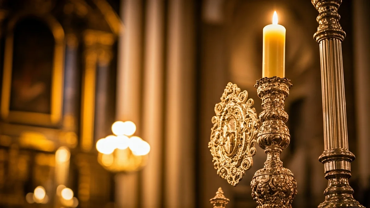 Imagen genérica de una vela de procesión en un ambiente religioso.