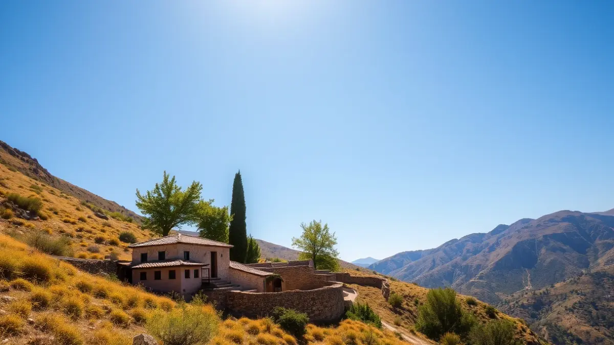 Image of the Hermitage of the Virgen de la Peña in Rascafría, a traditional pilgrimage site.