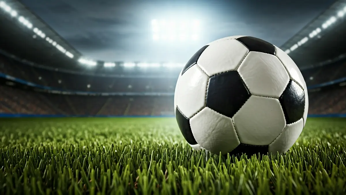 Generic image of a soccer ball on a stadium pitch.