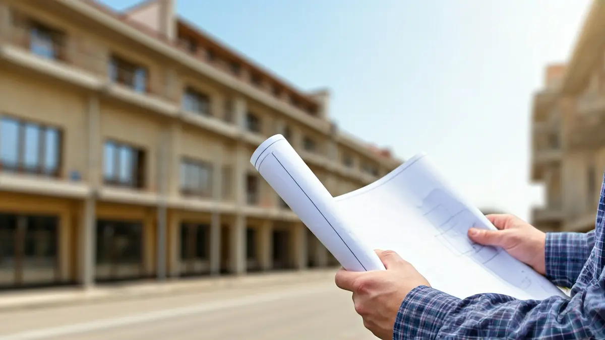 Generic image of a construction worker's hands with blueprints, symbolizing rehabilitation projects.