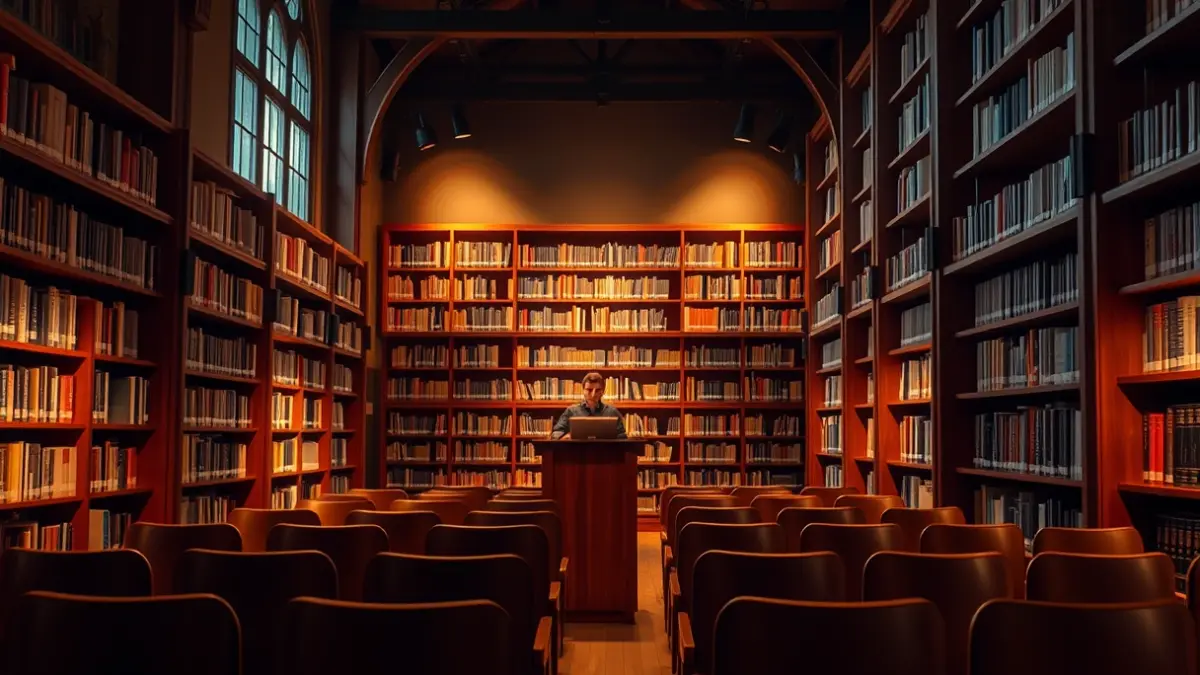 Generic image of a reading or book presentation atmosphere.