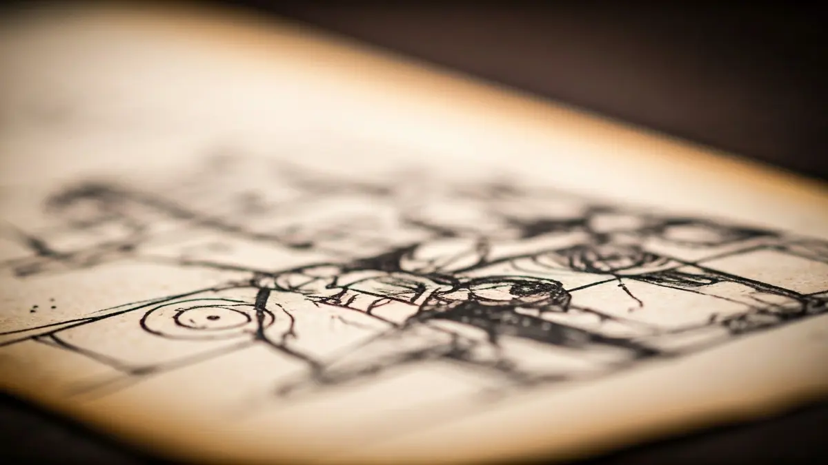 Ink drawing by Eduardo Arroyo from his early period in Paris.